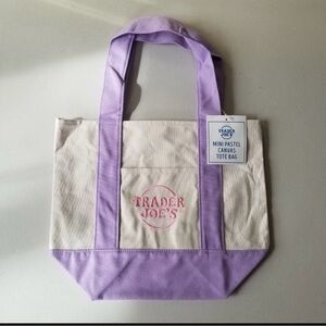 Purple and Cream Mini Canvas Tote Bag